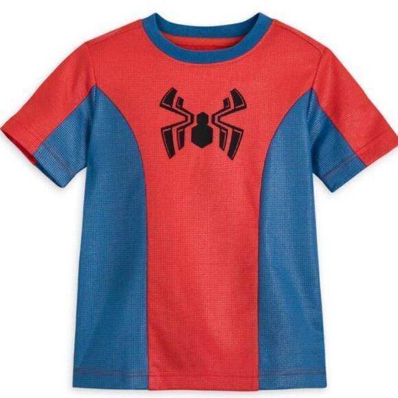Spider-Man costume t-shirt red blue textured boys size 7-8 year short sleeve - Picture 1 of 5